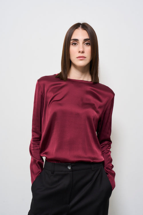 T-shirt donna satinata bordeaux