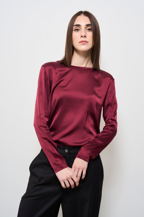 T-shirt donna satinata bordeaux - 2