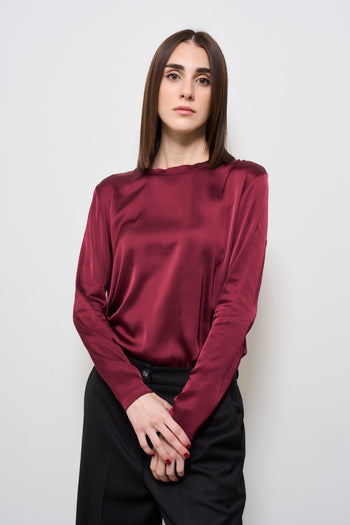 T-shirt donna satinata bordeaux - 3