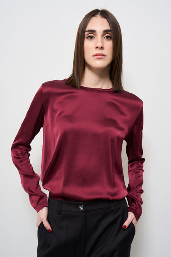 T-shirt donna satinata bordeaux - 4