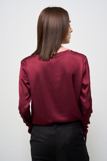 T-shirt donna satinata bordeaux - 7