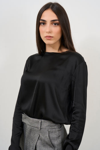 Black Satin Women's T-Shirt - 3