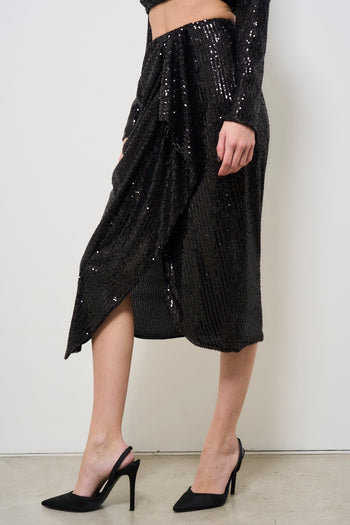 Women's midi skirt with black sequins - 3