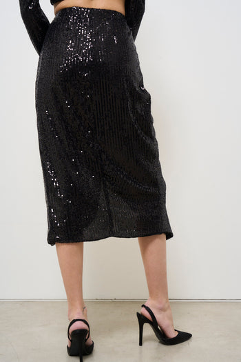 Women's midi skirt with black sequins - 5