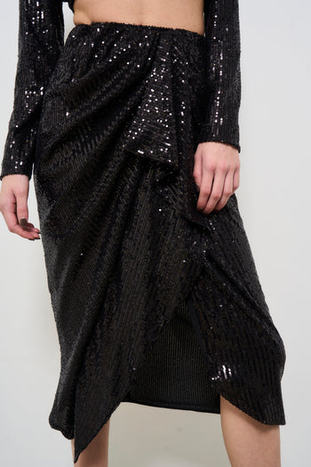 Women's midi skirt with black sequins - 7