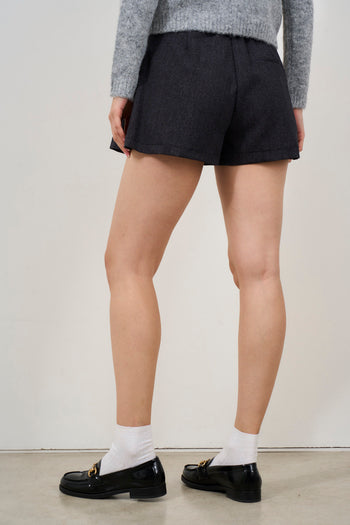 Shorts donna grigio melangiato con pieghe - 3