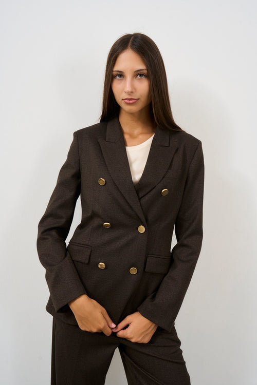 Blazer doppiopetto spinato bottoni dorati - 1