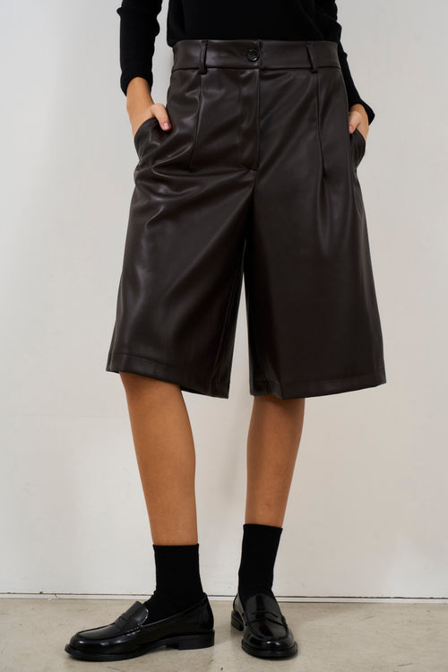 Women's eco-leather Bermuda shorts