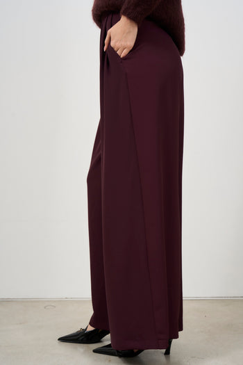 Pantalone ampio con pinces donna bordeaux - 4