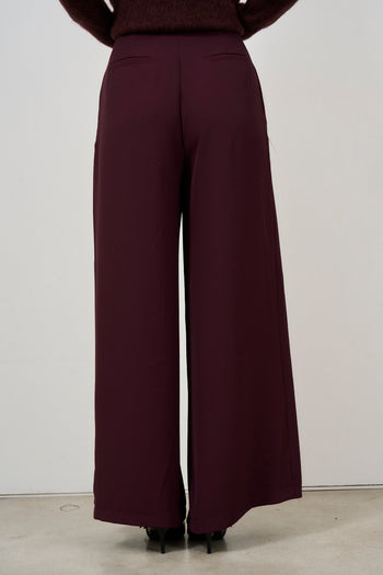 Pantalone ampio con pinces donna bordeaux - 5