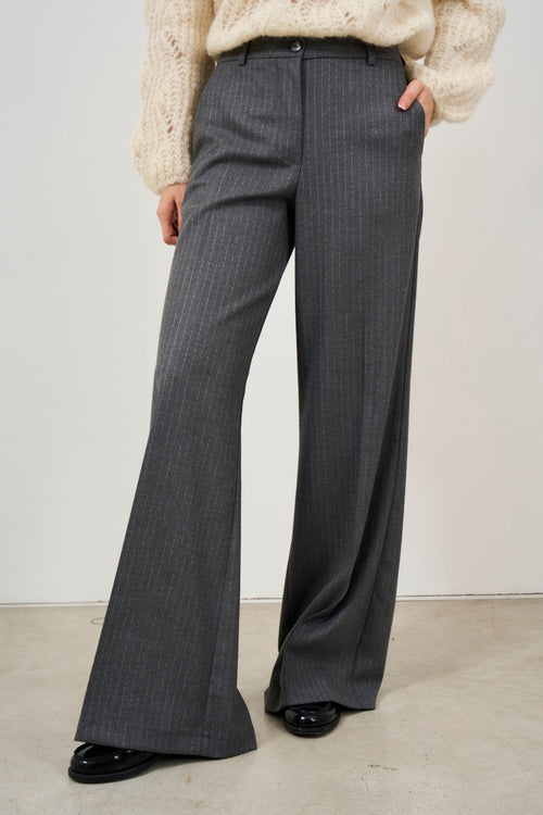 Women's pinstriped palazzo trousers