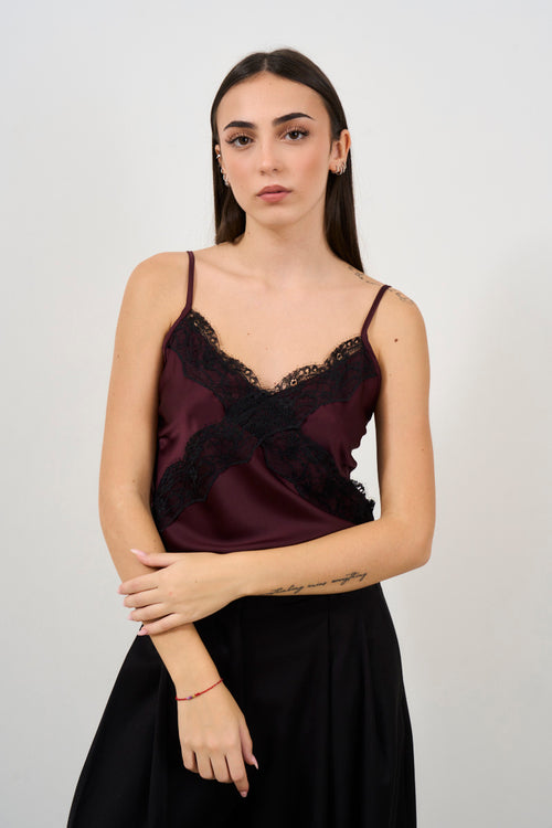 Satin top with lace