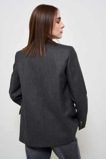 Women's double-breasted grey pinstripe jacket - 6