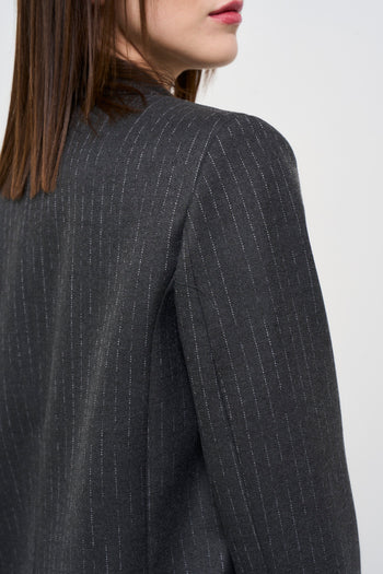 Women's double-breasted grey pinstripe jacket - 8