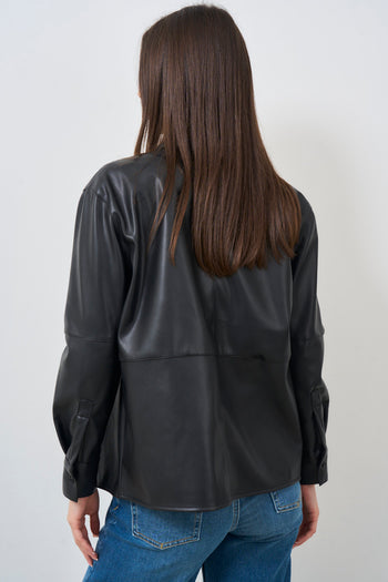 Women's black faux leather jacket - 5