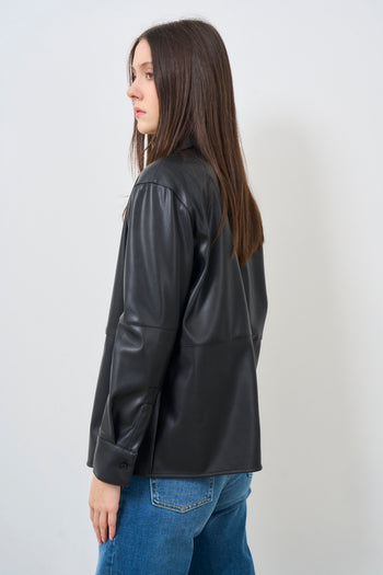 Women's black faux leather jacket - 6