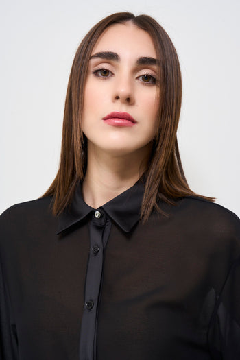 Camicia donna nera in georgette - 4