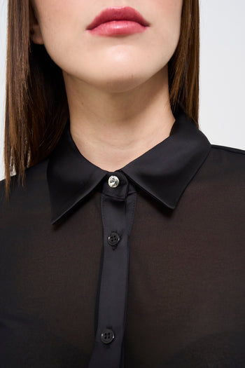 Camicia donna nera in georgette - 7