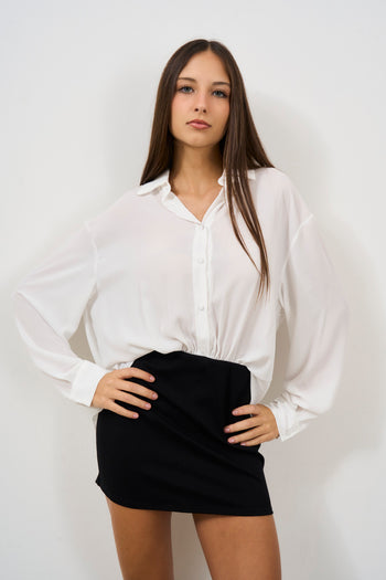 Abito donna mini a camicia nero e bianco - 3