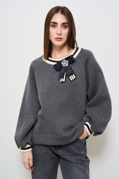 Women's grey crew neck sweatshirt