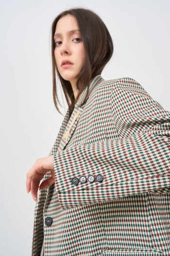 Women's single-breasted oversized checked jacket - 4