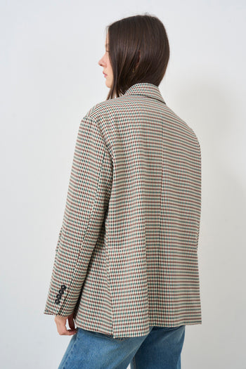 Women's single-breasted oversized checked jacket - 6