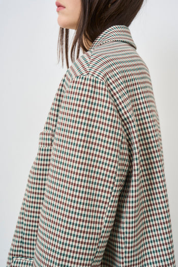 Women's single-breasted oversized checked jacket - 7