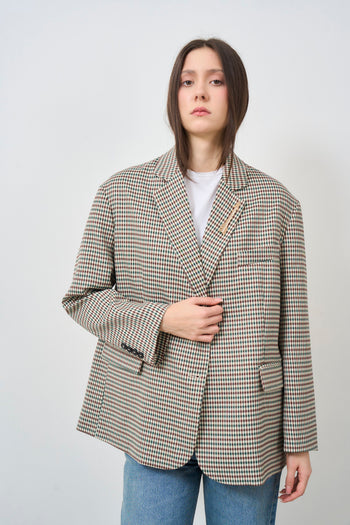 Women's single-breasted oversized checked jacket - 8