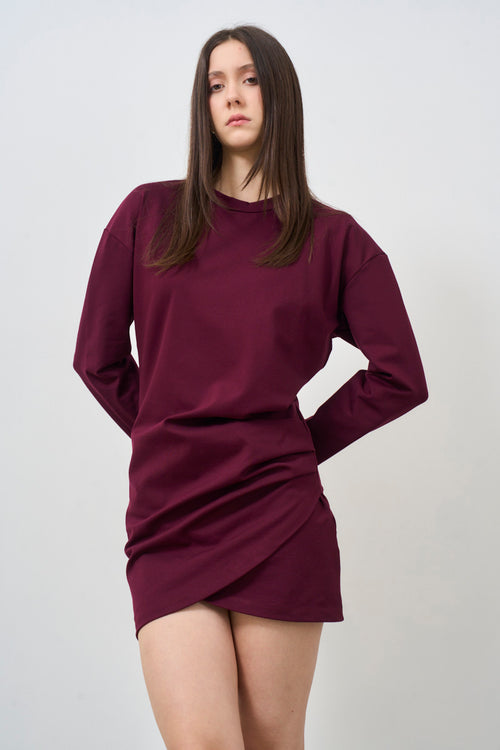 Women's burgundy mini dress - 2