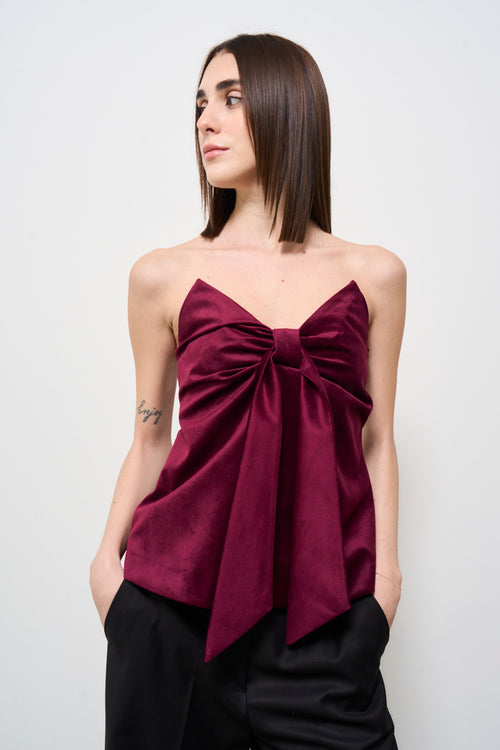 Top donna in velluto bordeaux - 2