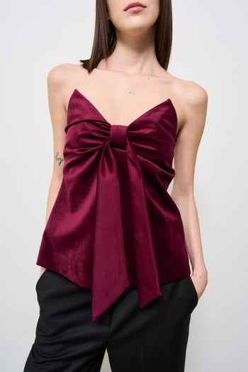 Top donna in velluto bordeaux - 5