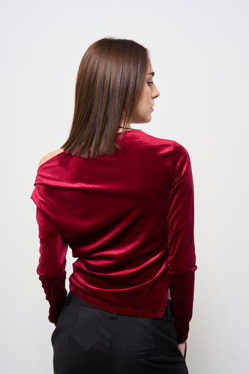 Blusa donna rossa in velluto - 6