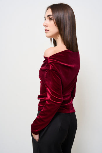 Blusa donna rossa in velluto - 8