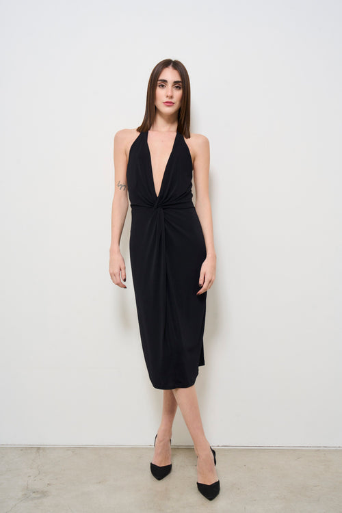 Women's black V-neck dress