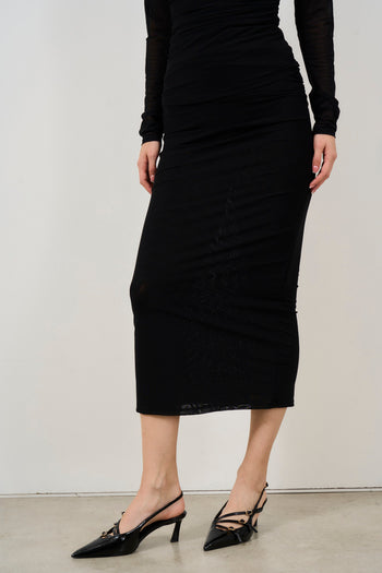 Women's Black Tight Midi Skirt - 3