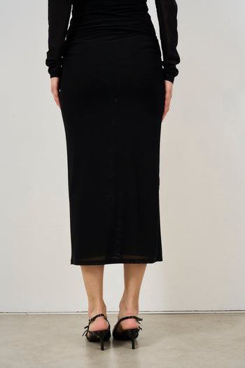 Women's Black Tight Midi Skirt - 5