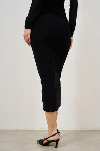 Women's Black Tight Midi Skirt - 6