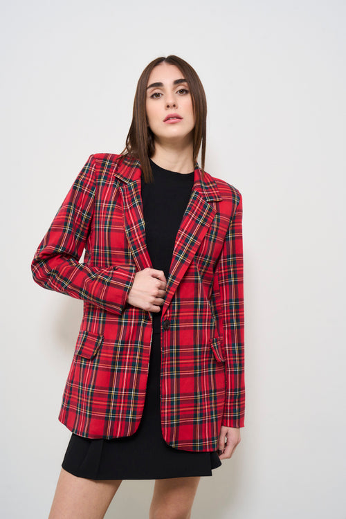 Women's Single Breasted Red Tartan Jacket - 2