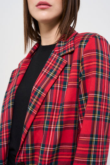 Women's Single Breasted Red Tartan Jacket - 4