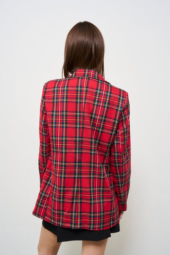 Women's Single Breasted Red Tartan Jacket - 6