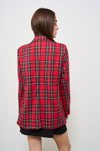 Women's Single Breasted Red Tartan Jacket - 7