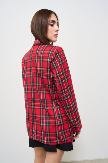 Women's Single Breasted Red Tartan Jacket - 8