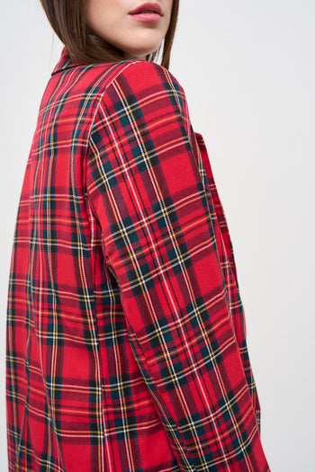 Women's Single Breasted Red Tartan Jacket - 9