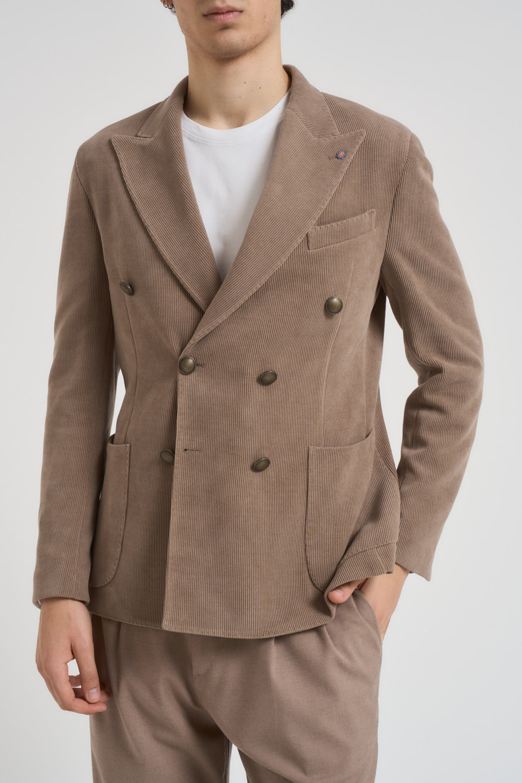 Giacca uomo doppiopetto tortora GKS107 LIPADESERT BHARNABA 
