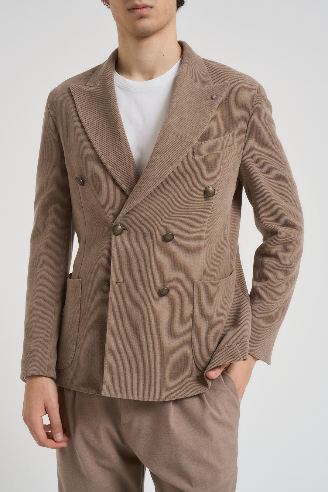 Giacca uomo doppiopetto tortora GKS107 LIPADESERT BHARNABA 