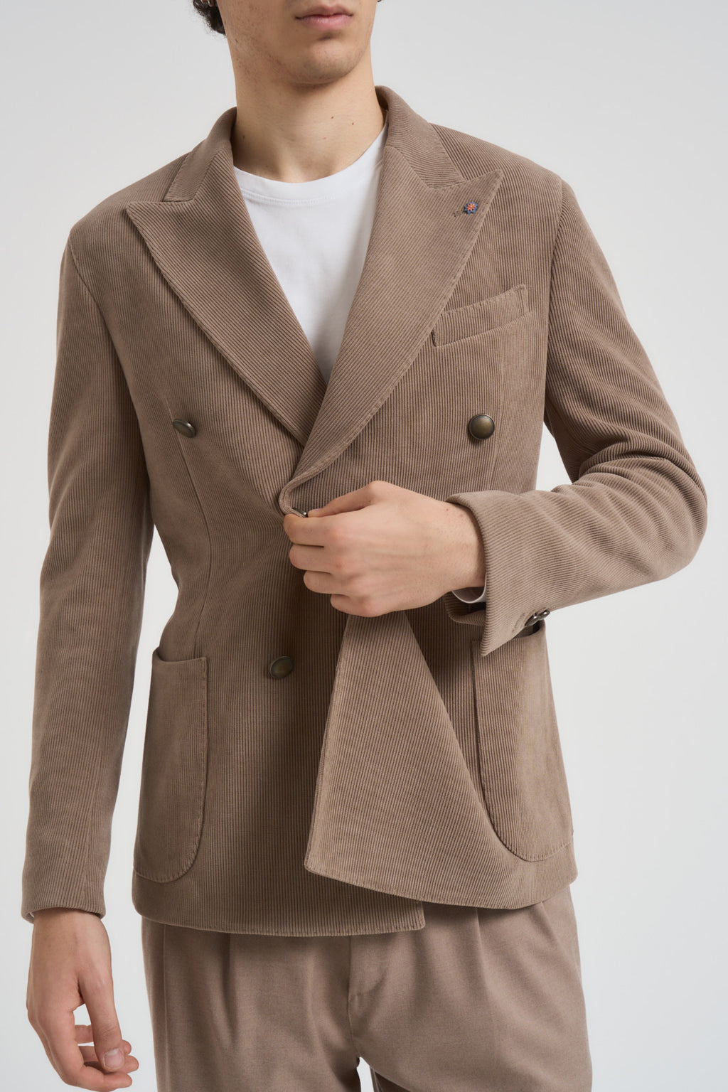 Giacca uomo doppiopetto tortora GKS107 LIPADESERT BHARNABA 