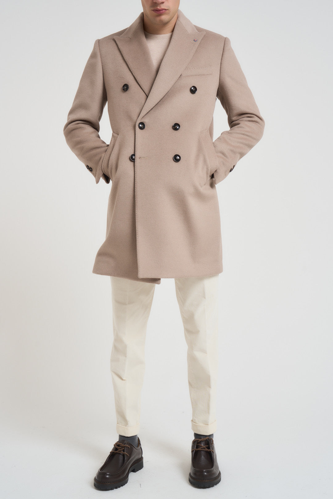 Cappotto uomo doppiopetto sabbia MCPS126 FOSHANBEIGE BHARNABA 