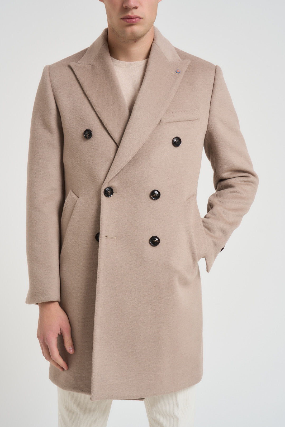 Cappotto uomo doppiopetto sabbia MCPS126 FOSHANBEIGE BHARNABA 
