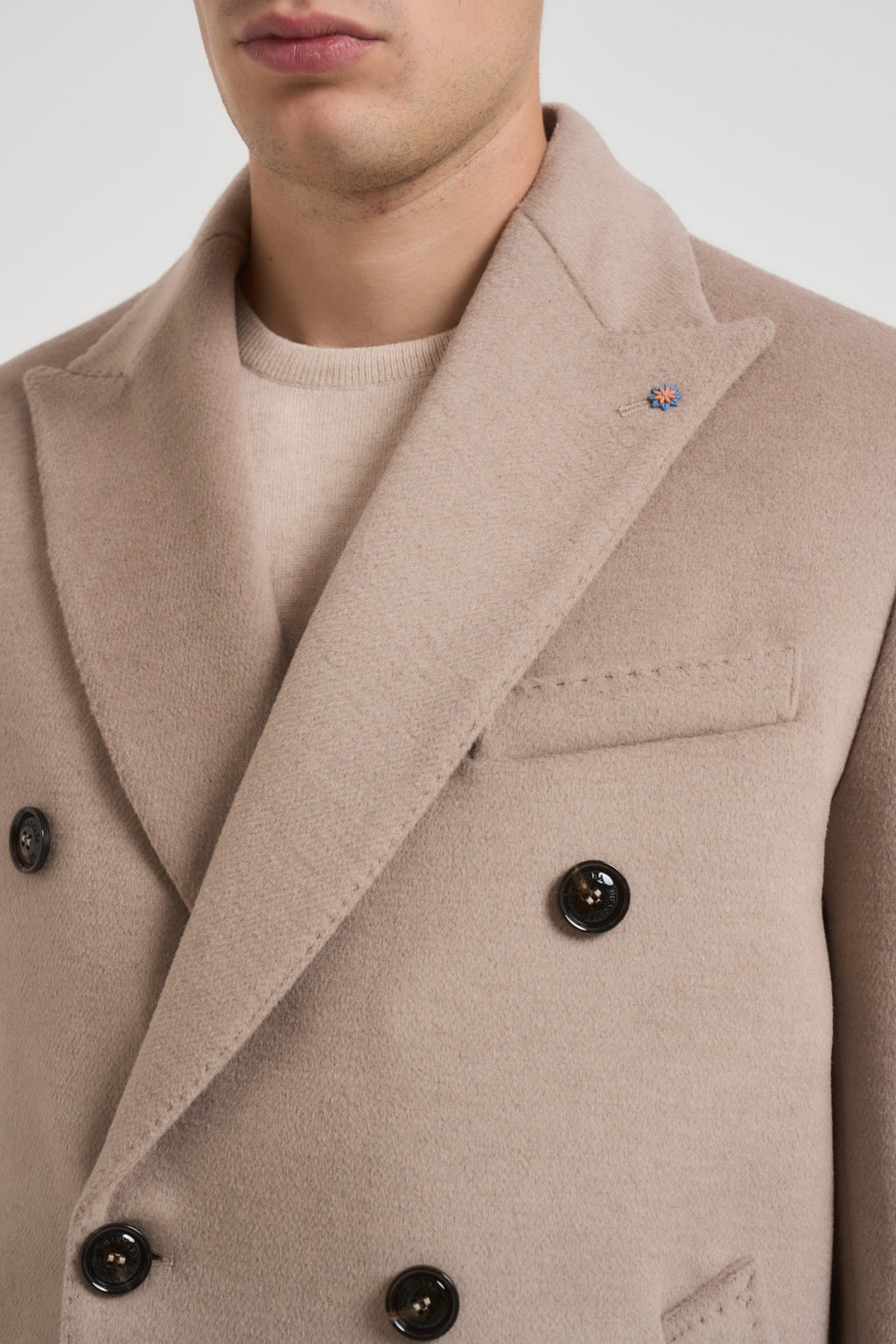 Cappotto uomo doppiopetto sabbia MCPS126 FOSHANBEIGE BHARNABA 