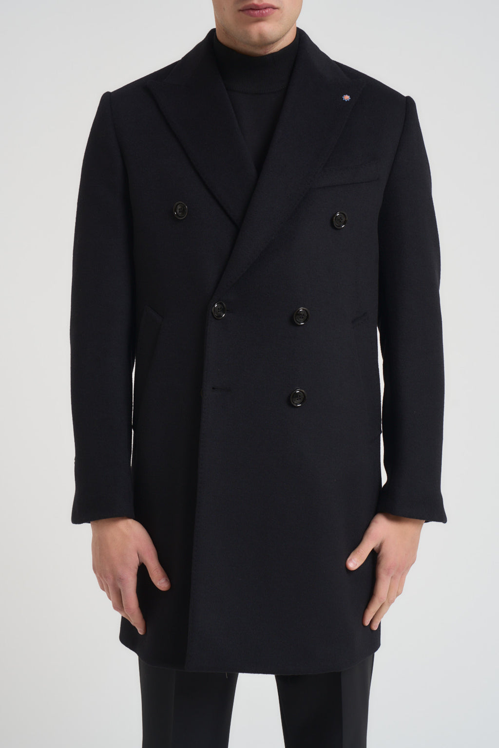Cappotto uomo doppiopetto nero MCPS126 FOSHANNERO BHARNABA 
